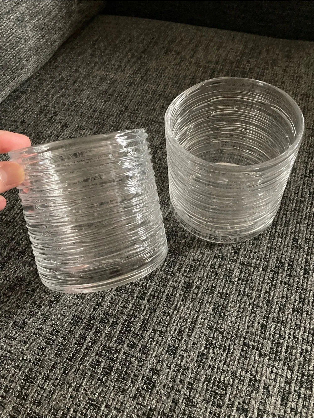 Crate & Barrel Spin Glass Candle Holders